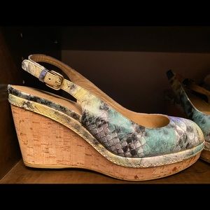 Stuart Weitzman Cork Wedge Floral Sandal - Size 10